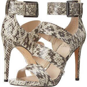 VINCE CAMUTO GORGEOUS SNAKE PRINT, GENUINE LEATHER SANDALS, SZ. 8